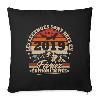 Cadeau D'anniversaire Nées En Février 2019 - Housse de coussin décorative 45 x 45 cm - noir - Devant