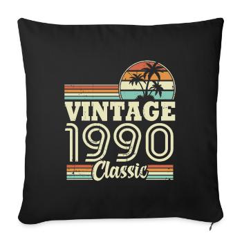Vintage 1990 Classic, Cadeau D'anniversaire 33 Ans - Housse de coussin décorative 45 x 45 cm - noir - Devant