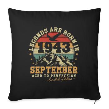 September 1943 vintage retro anniversary 1943 - Sofa pillowcase 17,3'' x 17,3'' (45 x 45 cm) - black - Front