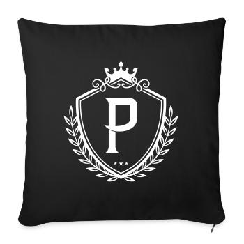 P letter coat of arms crown - Sofa pillowcase 17,3'' x 17,3'' (45 x 45 cm) - black - Front