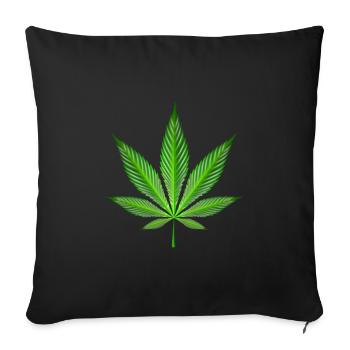 Cannabisblatt - Sofakissenbezug 45 x 45 cm - Schwarz - Vorne