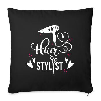 Hair stylist - Sofa pillowcase 17,3'' x 17,3'' (45 x 45 cm) - black - Front