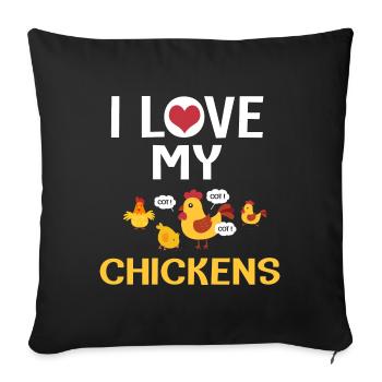 jardin J’aime mes poules - Housse de coussin décorative 45 x 45 cm - noir - Devant
