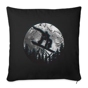 Snowboarder Moon Mountains - Housse de coussin décorative 45 x 45 cm - noir - Devant