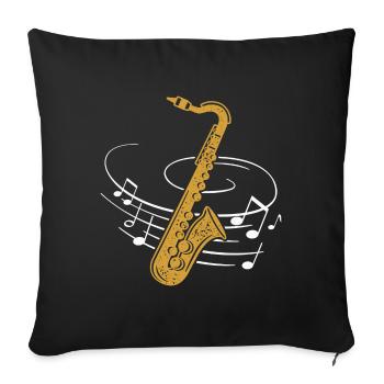 Saxophone Partition Jazz Saxophoniste Brass Band Musicien - Housse de coussin décorative 45 x 45 cm - noir - Devant