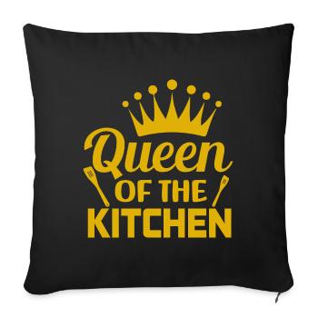 Queen Of The Kitchen. Kitchen Quote, Baking Quote. - Sofa pillowcase 17,3'' x 17,3'' (45 x 45 cm) - black - Front