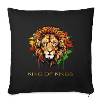 Rasta Lion Rastafari Reggae King Of Kings - Sofakissenbezug 45 x 45 cm - Schwarz - Vorne