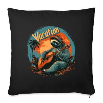 Sloth with guitar on the beach - Sofa pillowcase 17,3'' x 17,3'' (45 x 45 cm) - black - Front