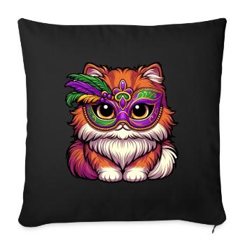Mardi Gras chat persan, chat déguisé - Housse de coussin décorative 45 x 45 cm - noir - Devant