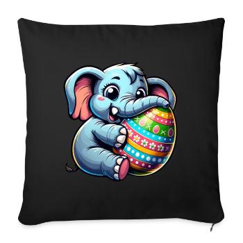 Elefant Umarmt Osterei Osterliebe - Sofakissenbezug 45 x 45 cm - Schwarz - Vorne