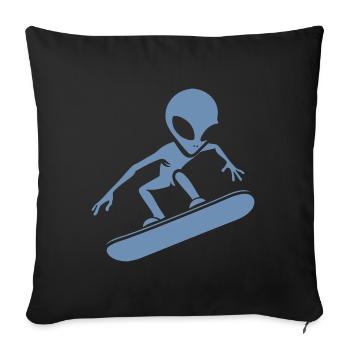 Design minimaliste : Alien Snowboarder - Housse de coussin décorative 45 x 45 cm - noir - Devant