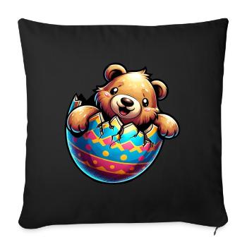 Easter Bear Hatches from Easter Egg: Sweets - Sofa pillowcase 17,3'' x 17,3'' (45 x 45 cm) - black - Front