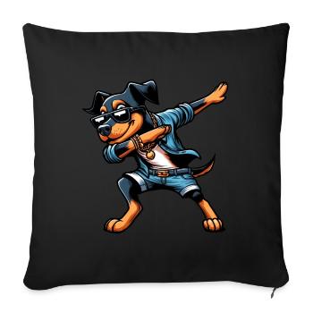 Cool Doberman Dabbing Dog Cartoon Style - Sofa pillowcase 17,3'' x 17,3'' (45 x 45 cm) - black - Front