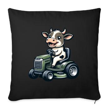Cow and Bull Lawn Mower Garden Motif - Sofa pillowcase 17,3'' x 17,3'' (45 x 45 cm) - black - Front