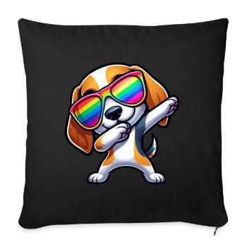 Lunettes de soleil Cool Beagle Dab Arc-en-ciel - Housse de coussin décorative 45 x 45 cm - noir - Devant