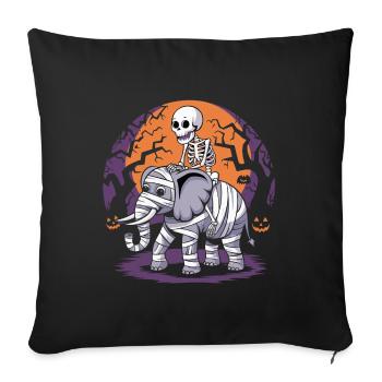 Skeleton riding an elephant on Halloween - Sofa pillowcase 17,3'' x 17,3'' (45 x 45 cm) - black - Front
