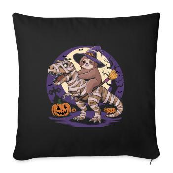 Sloth rides a dinosaur on Halloween - Sofa pillowcase 17,3'' x 17,3'' (45 x 45 cm) - black - Front