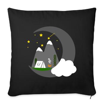 Campen unter Sternenhimmel in den Bergen - Sofakissenbezug 45 x 45 cm - Schwarz - Vorne