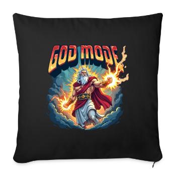 God Mode - Zeus throws lightning in the clouds - Sofa pillowcase 17,3'' x 17,3'' (45 x 45 cm) - black - Front