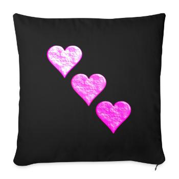 3 Coeurs - Housse de coussin décorative 45 x 45 cm - noir - Devant