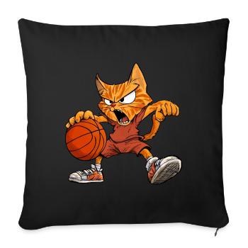 Basket-ball pour chats - Housse de coussin décorative 45 x 45 cm - noir - Devant