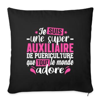 Auxiliaire Puériculture Puéricultrice Métier - Housse de coussin décorative 45 x 45 cm - noir - Devant