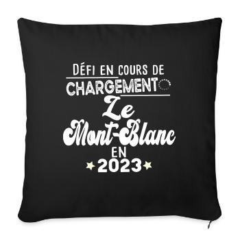 2023 Mont Blanc Montagne France Suisse Italie - Housse de coussin décorative 45 x 45 cm - noir - Devant