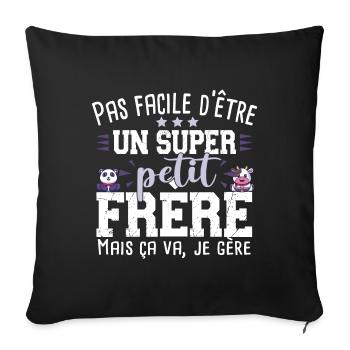 Petit Frère Panda Vache Cadeau Bébé Garçon Famille - Housse de coussin décorative 45 x 45 cm - noir - Devant