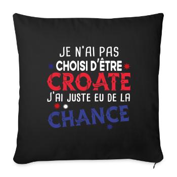 Croate Croatie Europe Cadeau Pays Humour Dubrovnik - Housse de coussin décorative 45 x 45 cm - noir - Devant