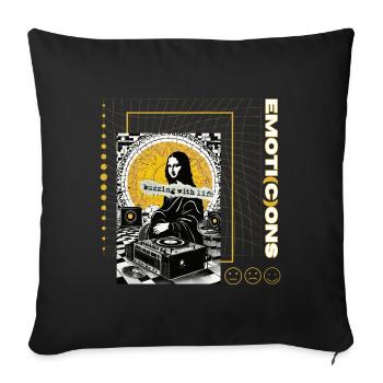 Expressive Elegance Explore the World of Emoticons - Sofa pillowcase 17,3'' x 17,3'' (45 x 45 cm) - black - Front