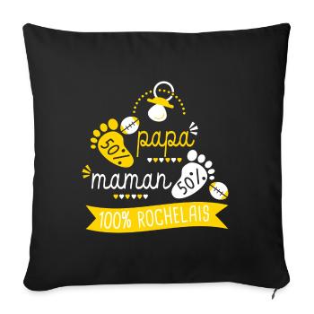 Rugby bébé supporter Rugby La Rochelle Rochelais - Housse de coussin décorative 45 x 45 cm - noir - Devant