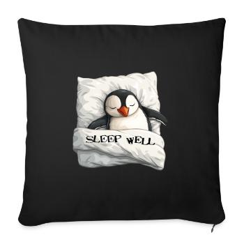 Schlafender Pinguin - Sofakissenbezug 45 x 45 cm - Schwarz - Vorne