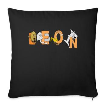 Leon - Sofakissenbezug 45 x 45 cm - Schwarz - Vorne
