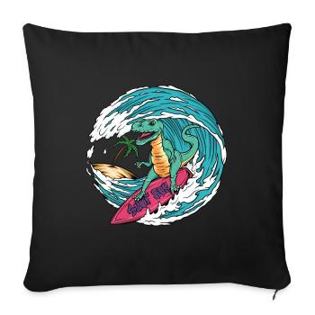 Surfing T-Rex - Sofa pillowcase 17,3'' x 17,3'' (45 x 45 cm) - black - Front
