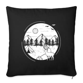 Forest deer in black Graphic - Sofa pillowcase 17,3'' x 17,3'' (45 x 45 cm) - black - Front