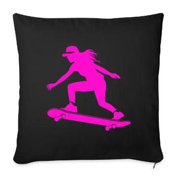 Skateboarding Woman Symbol Skateboard - Sofa pillowcase 17,3'' x 17,3'' (45 x 45 cm) - black - Front