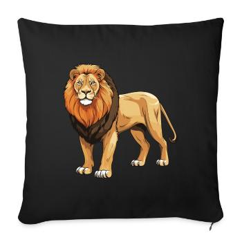 Löwe Tier - Sofakissenbezug 45 x 45 cm - Schwarz - Vorne