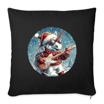 Unicorn Christmas Rocker Guitar - Sofa pillowcase 17,3'' x 17,3'' (45 x 45 cm) - black - Front
