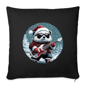 Panda Christmas Rocker Guitar - Sofa pillowcase 17,3'' x 17,3'' (45 x 45 cm) - black - Front