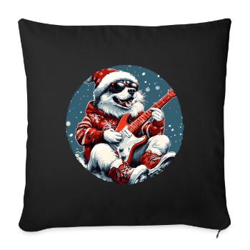 Husky Dog Noël Rocker Guitare - Housse de coussin décorative 45 x 45 cm - noir - Devant