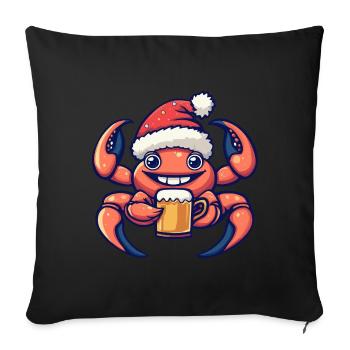 crabe crabe bière de Noël drôle - Housse de coussin décorative 45 x 45 cm - noir - Devant
