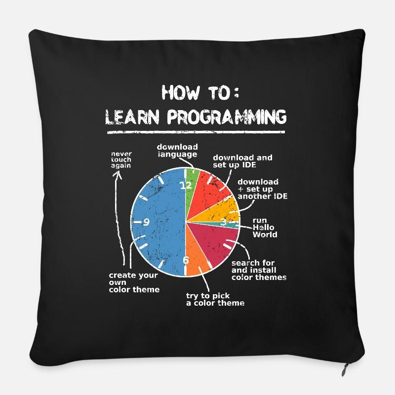 Learn to program programmers computer nerd - Sofa pillowcase 17,3'' x 17,3'' (45 x 45 cm) - black