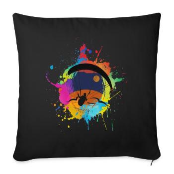 Pargliding paragliding paragliding t-shirt - Sofa pillowcase 17,3'' x 17,3'' (45 x 45 cm) - black - Front