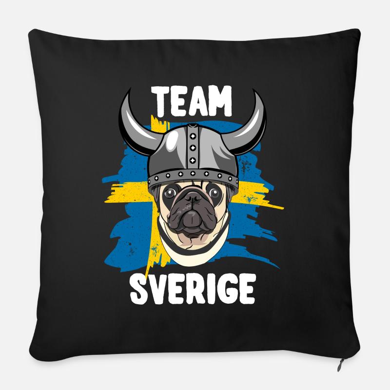 Mops Team Schweden - Sofakissenbezug 45 x 45 cm - Schwarz