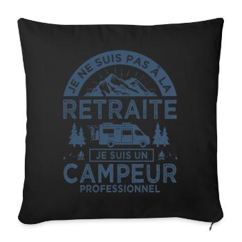 retraitre campeur camping car - Housse de coussin décorative 45 x 45 cm - noir - Devant