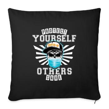 Protégez-vous - sauvez les autres de la COVID-19 - Housse de coussin décorative 45 x 45 cm - noir - Devant