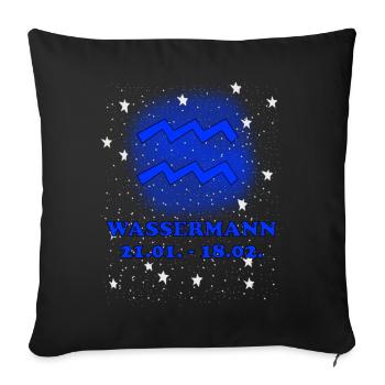 Wassermann Sternzeichen Symbol - Sofakissenbezug 45 x 45 cm - Schwarz - Vorne
