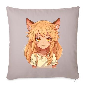 Kemonomimi Anime Manga Kawaii Chibi Girl Character - Sofa pillowcase 17,3'' x 17,3'' (45 x 45 cm) - light taupe - Front