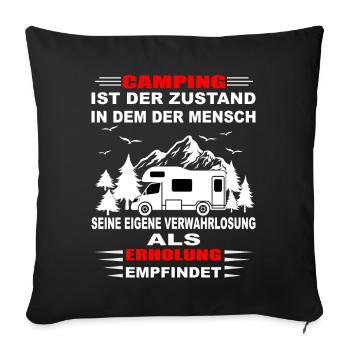 Campingurlaub Campingplatz - Sofakissenbezug 45 x 45 cm - Schwarz - Vorne