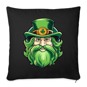 Leprechaun de la Saint-Patrick avec chapeau haut de forme - Housse de coussin décorative 45 x 45 cm - noir - Devant